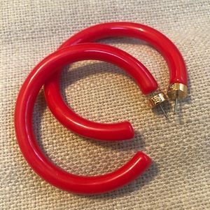 Banana Republic - Red Resin Hoops - 2 inches